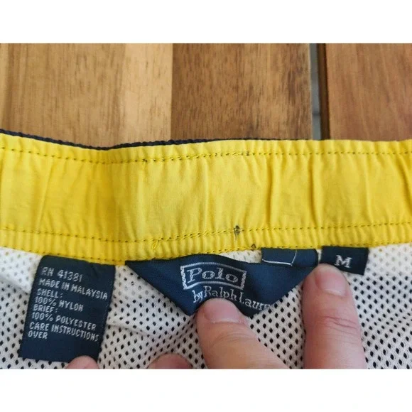 Polo Ralph Lauren Men's Swim Trunks Navy Blue Size M Lined Swimsuit.